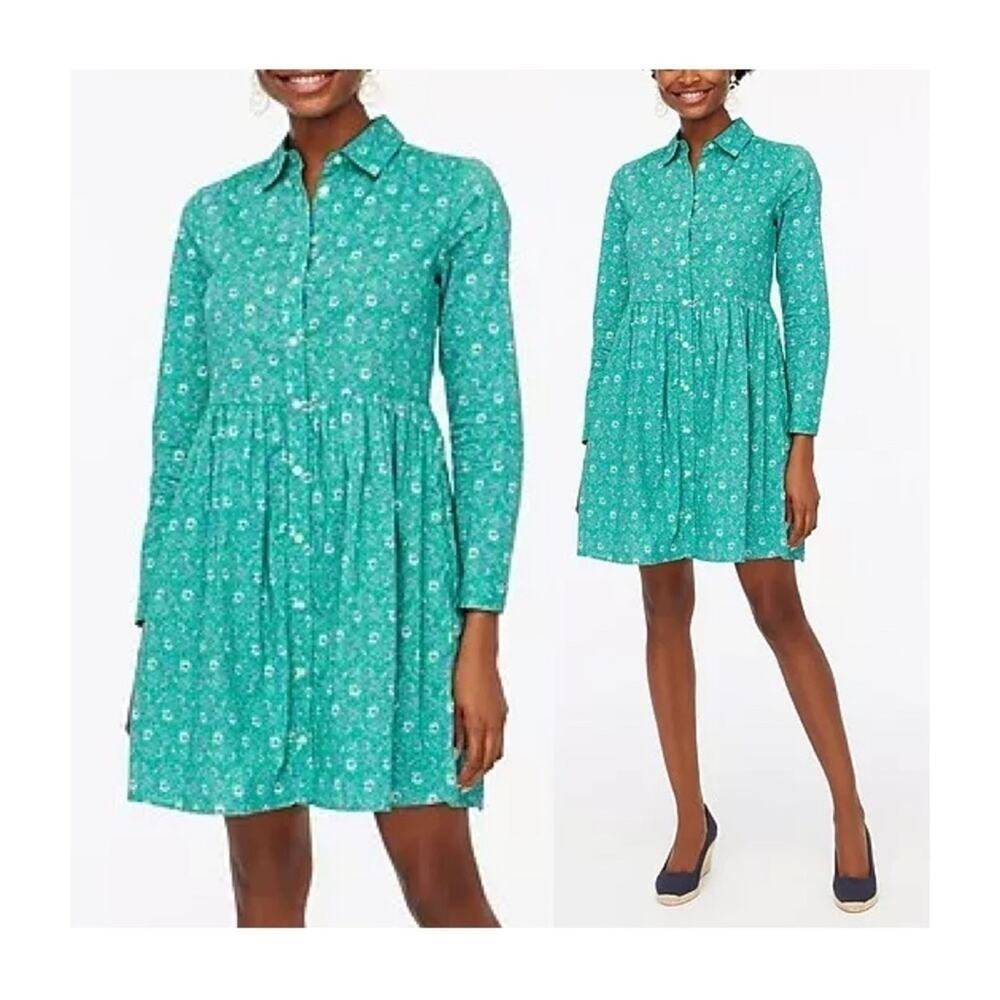 J. Crew Printed Cotton Mini Shirtdress